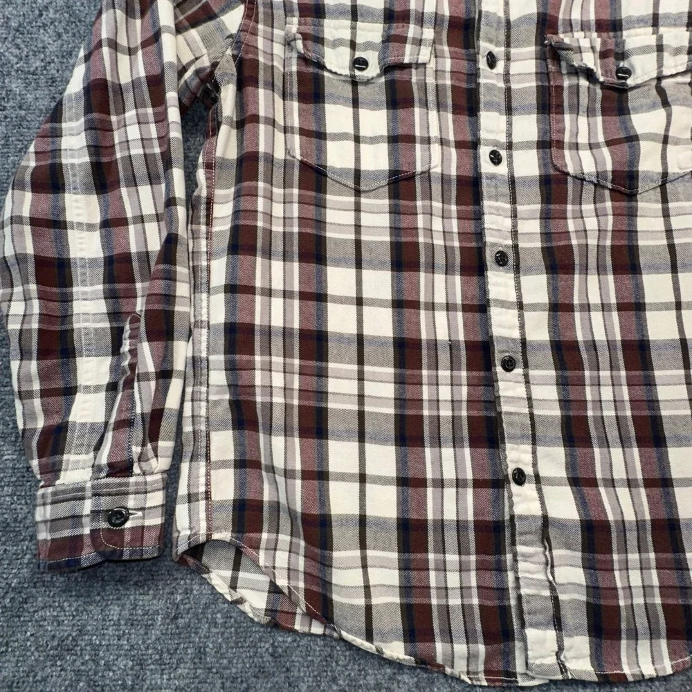 J. Crew Plaid Button Down Shirt Mens Medium Brown Cream Long‎ Sleeve Excellent